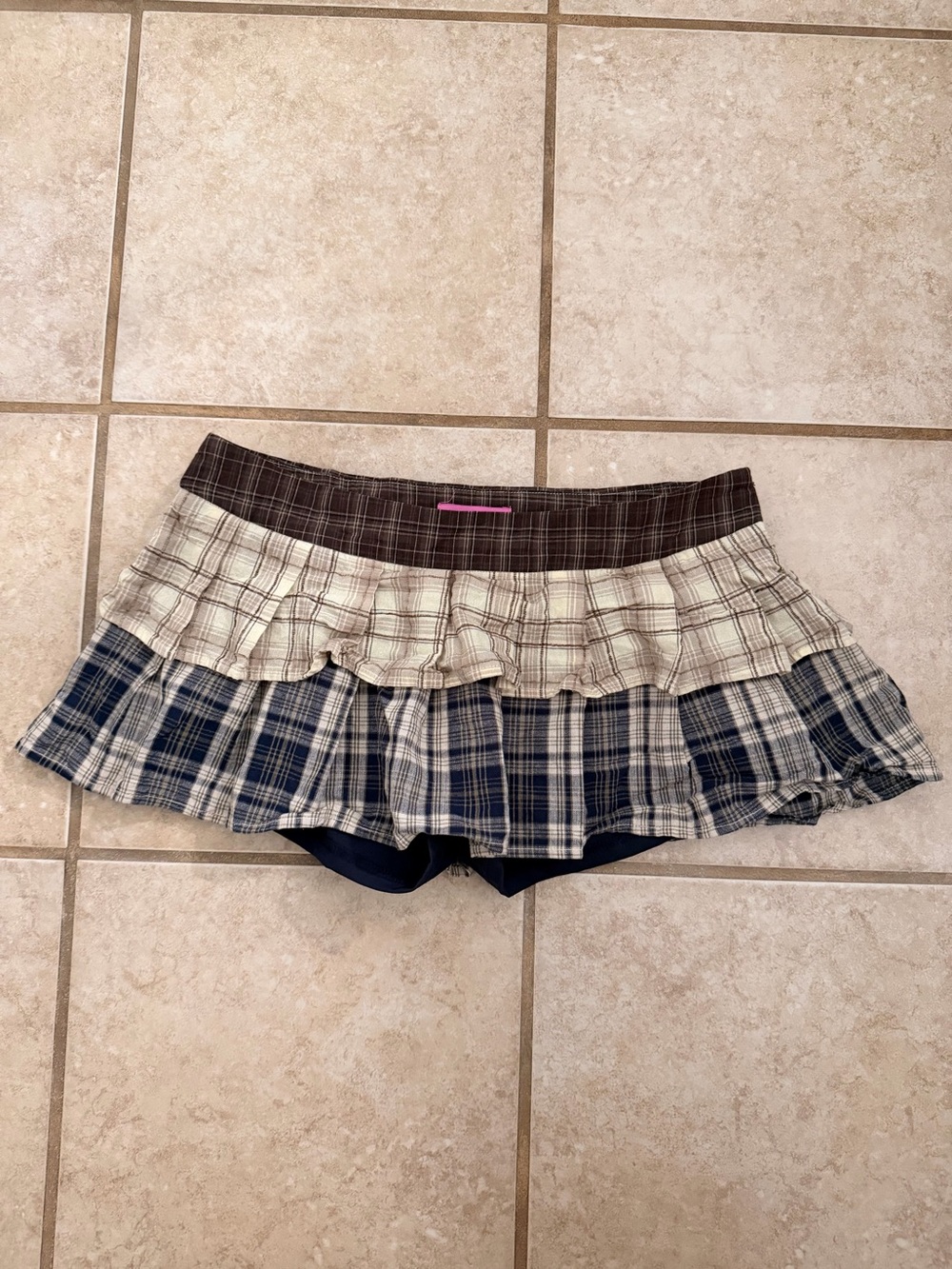 EUC Edikted Plaid Tiered Micro Skort